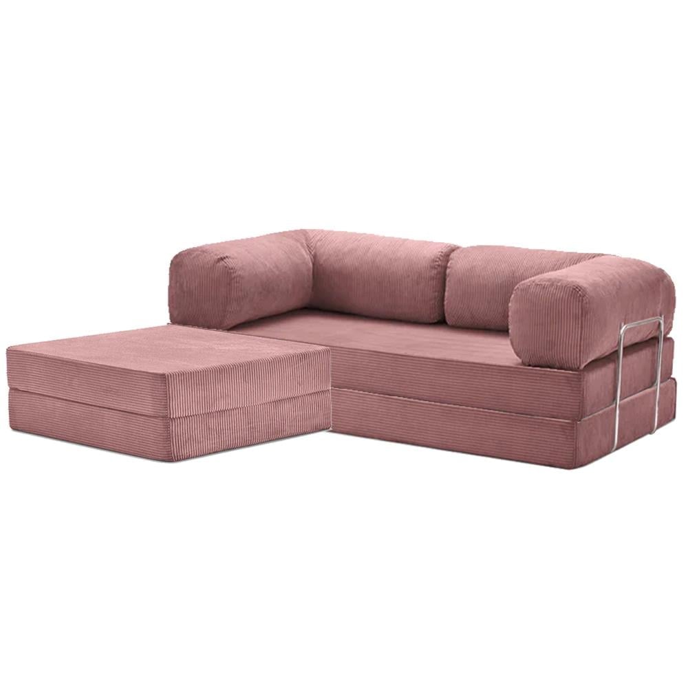 Teddy Sofa with Ottoman - Rose