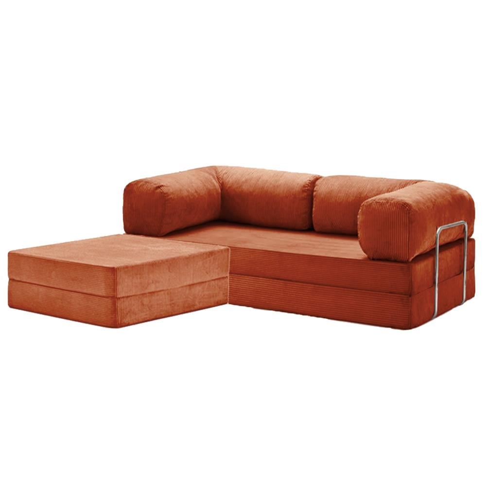 Teddy Sofa with Ottoman - Terracotta