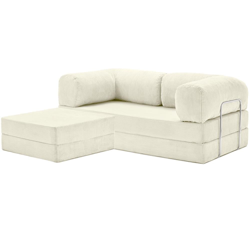 Teddy Sofa with Ottoman - Cream White