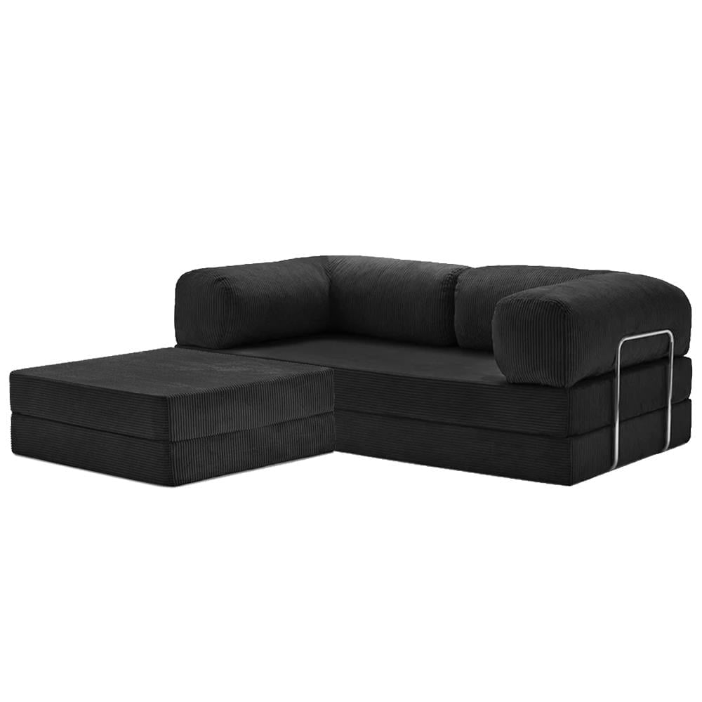 Teddy Sofa with Ottoman - Black